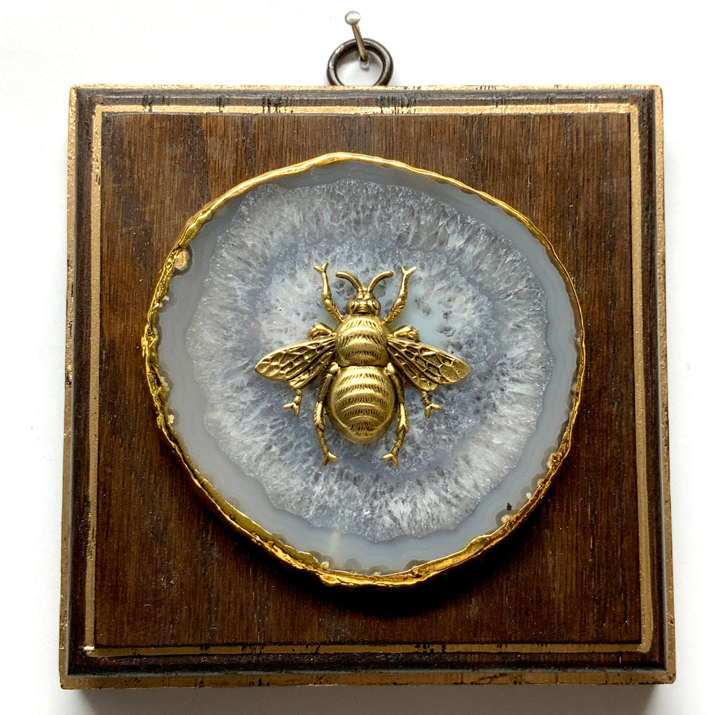 Wooden Frame with Grande Bee on Agate (5