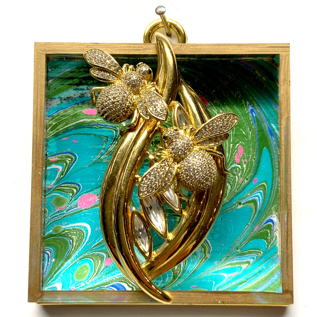 Acrylic Frame with Sparkle Bees on Brooch / Slight Imperfections (3