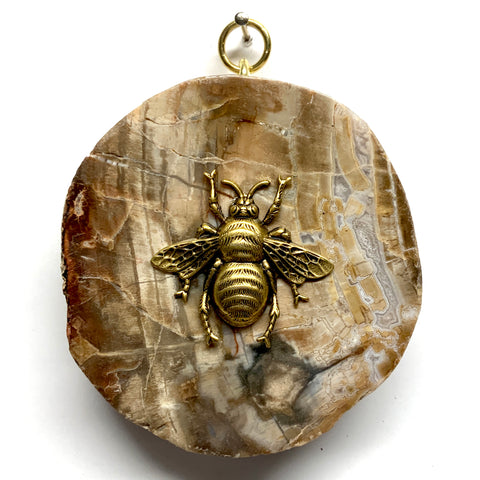 Petrified Wood Frame with Grande Bee (3.25
