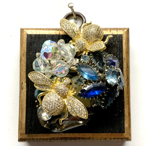Bourbon Barrel Frame with Sparkle Bees on Brooch (2.5