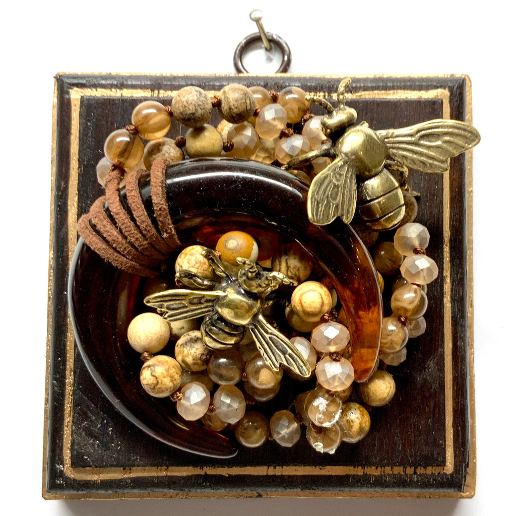 Wooden Frame with Bees on Necklace (4