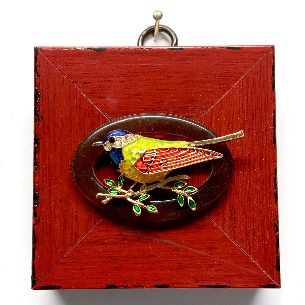 Modern Lacquered Frame with Enameled Bird (3” wide)