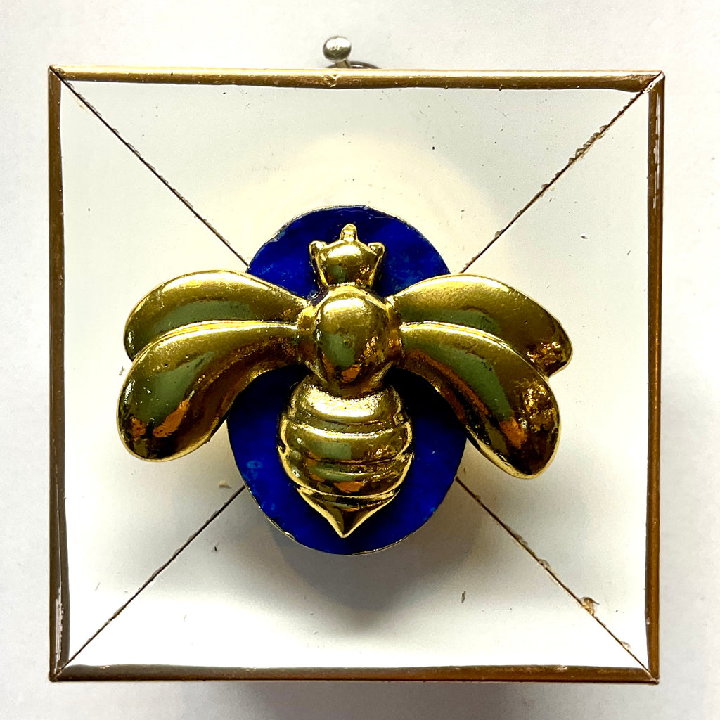 Modern Lacquered Frame with Deco Bee on Lapis (2.5