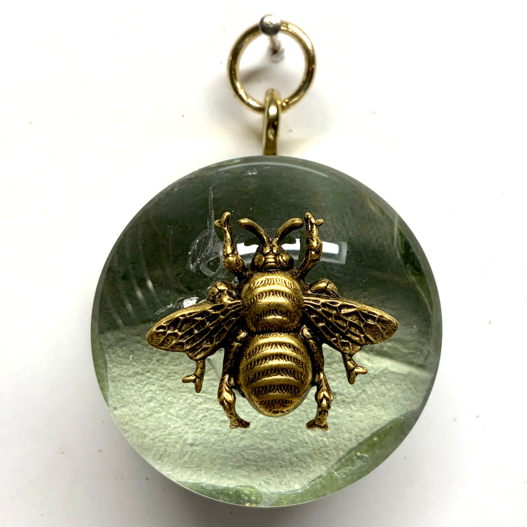 Acrylic Orb Frame with Grande Bee on Marbled Paper / Slight Imperfections (2