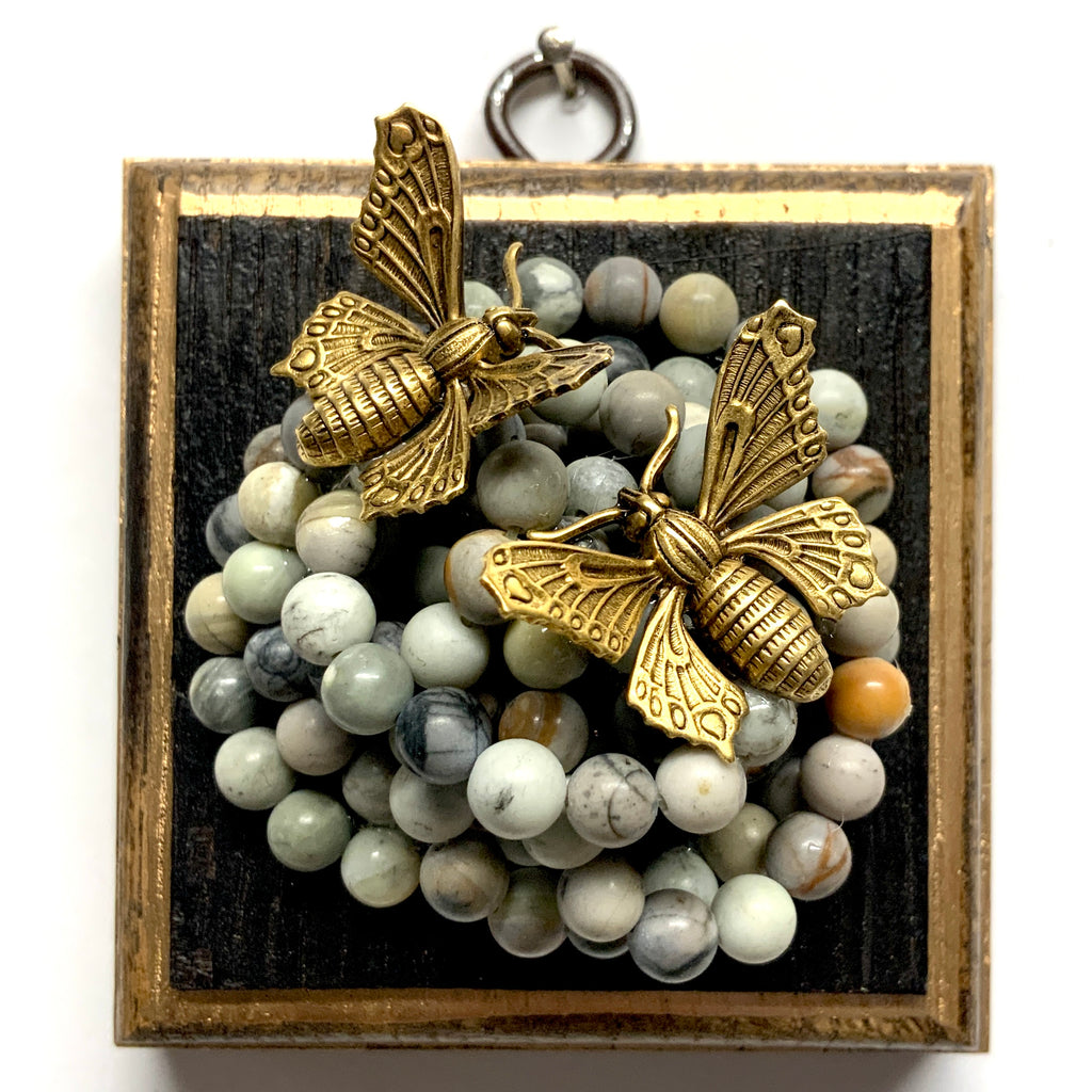 Bourbon Barrel Frame with Butterflies on Necklace (3.25