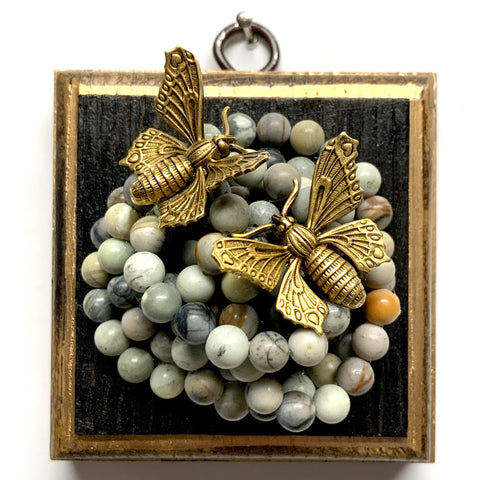 Bourbon Barrel Frame with Butterflies on Necklace (3.25