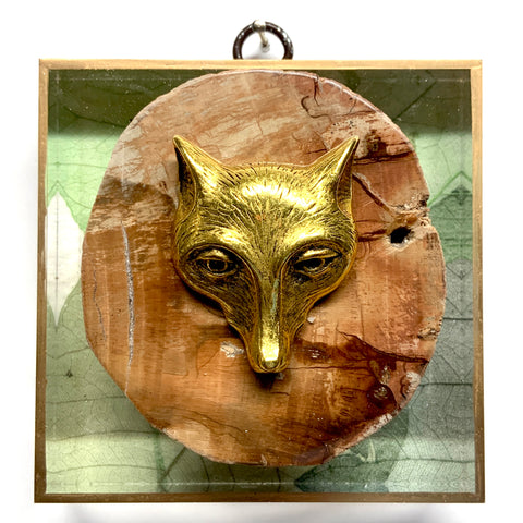 Acrylic Frame with Fox on Petrified Wood / Slight Imperfections (4