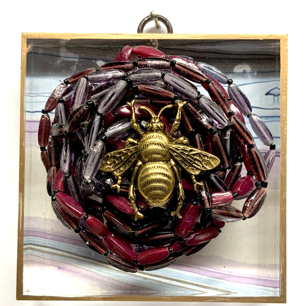 Acrylic Frame with Marbled Paper on Necklace / Slight Imperfections (4