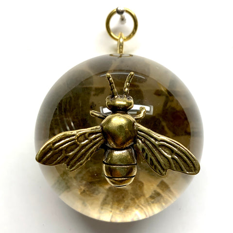 Acrylic Orb Frame with Bee on Mulberry Paper / Slight Imperfections (2.5