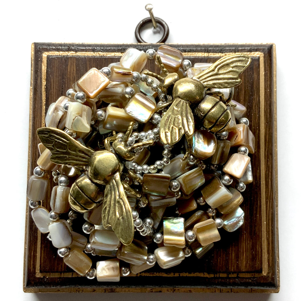 Wooden Frame with Bees on Necklace (4