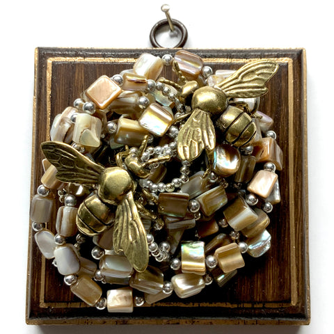 Wooden Frame with Bees on Necklace (4