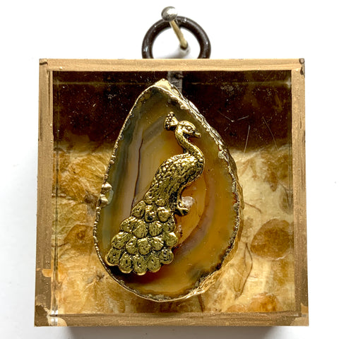 Acrylic Frame with Peacock on Agate / Slight Imperfections (2