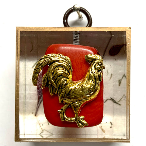 Acrylic Frame with Rooster on Mulberry Paper / Slight Imperfections (2
