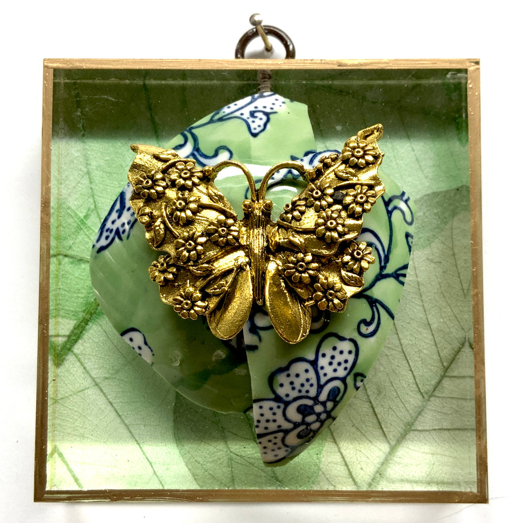 Acrylic Frame with Butterfly on Ceramic Ball Pieces / Slight Imperfections (4
