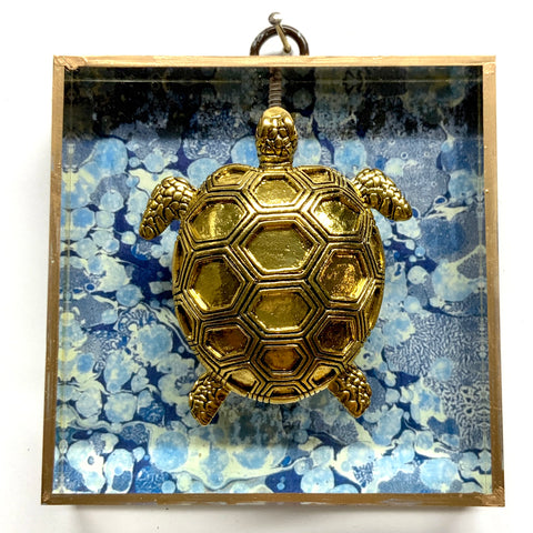 Acrylic Frame with Turtle on Marbled Paper / Slight Imperfections (4
