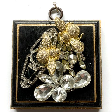 Painted Frame with Sparkle Bees on Brooch (3.25