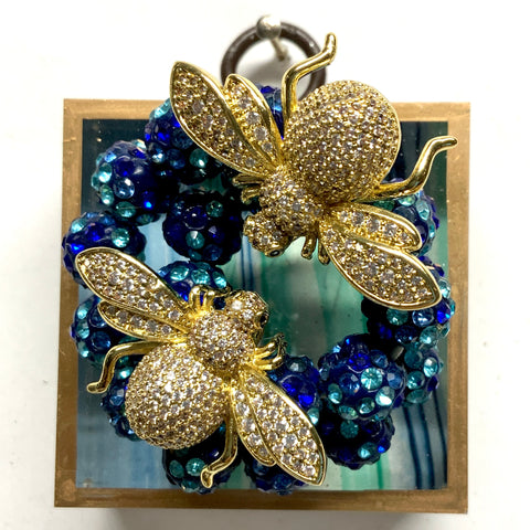Acrylic Frame with Sparkle Bees on Necklace / Slight Imperfections (2