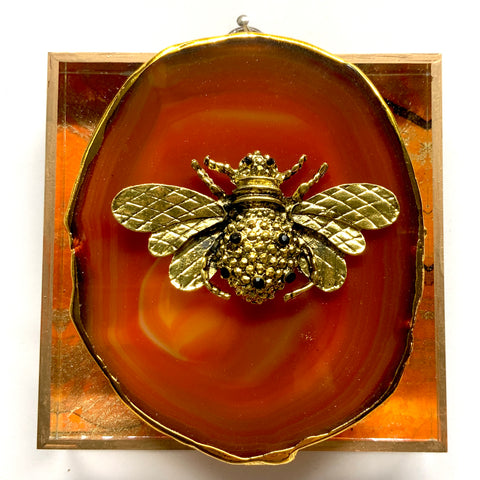 Acrylic Frame with Queen Bee on Agate / Slight Imperfections (4