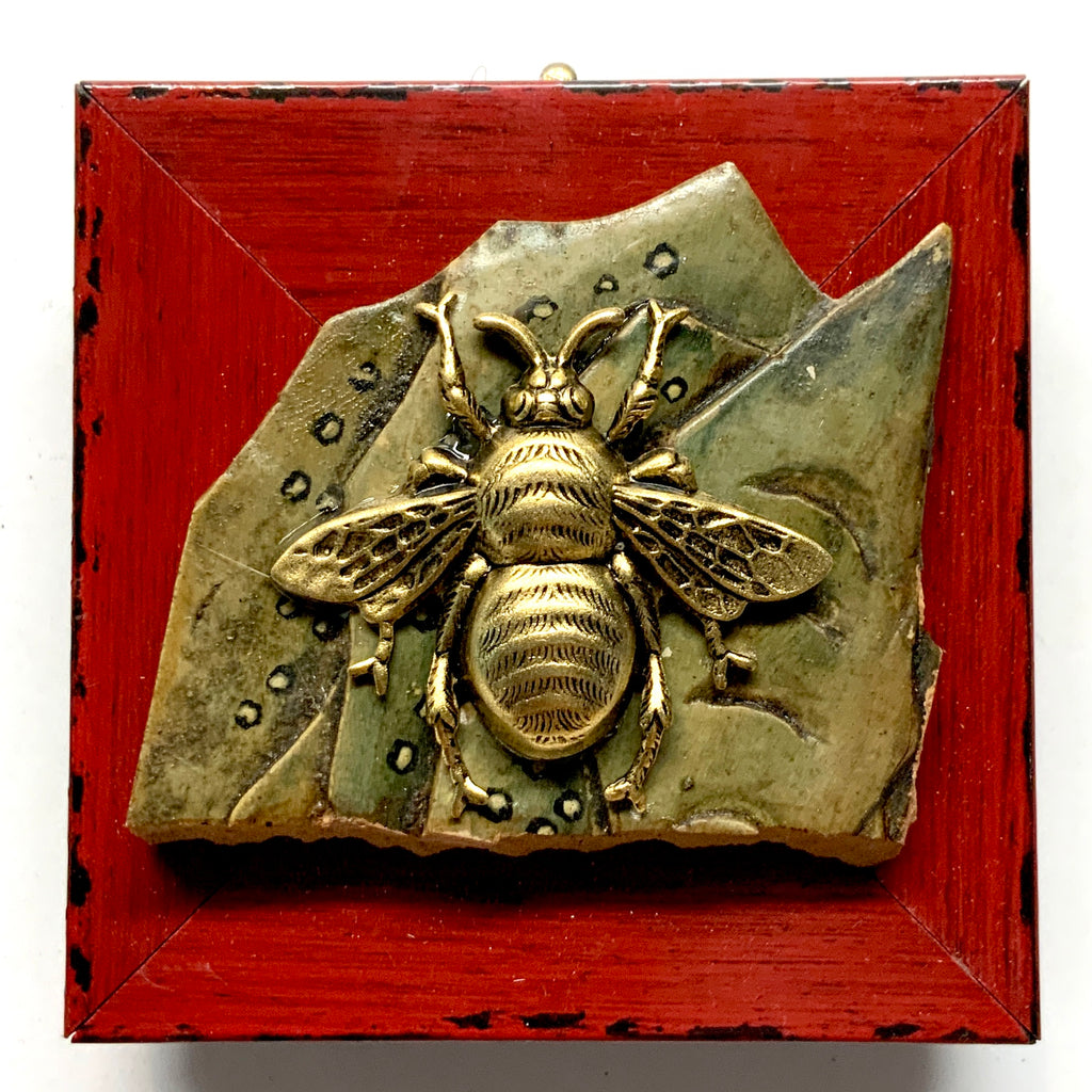 Modern Lacquered Frame with Grande Bee on Antique Jade (2.75” wide)