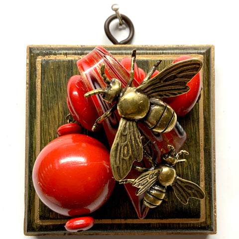Painted Frame with Bees on Necklace (3.25