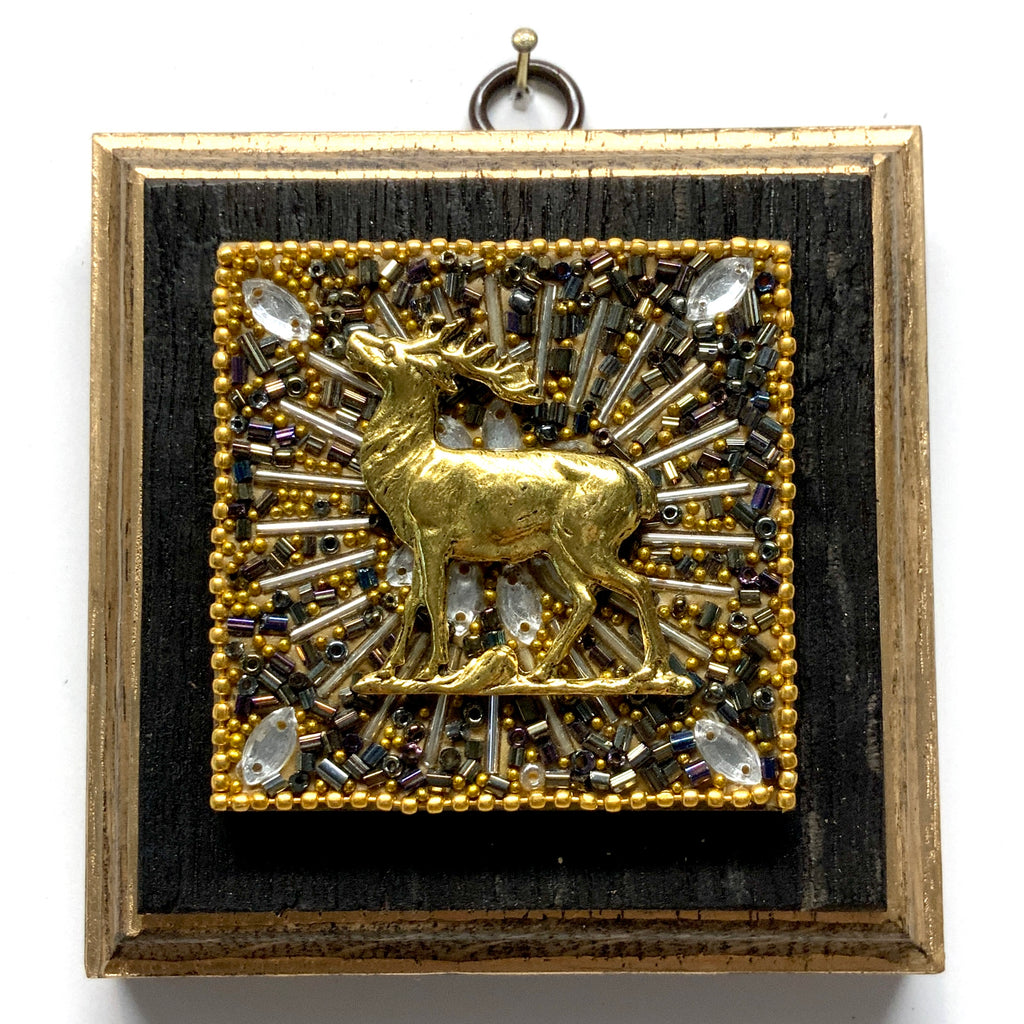 Bourbon Barrel Frame with Stag on Beaded Block (3.75” wide)