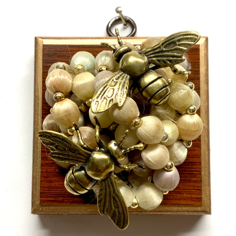 Wooden Frame with Bees on Necklace (3.25