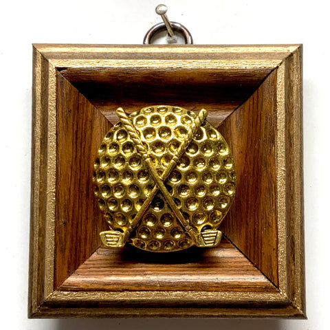 Wooden Frame with Golf Ball and Clubs (3
