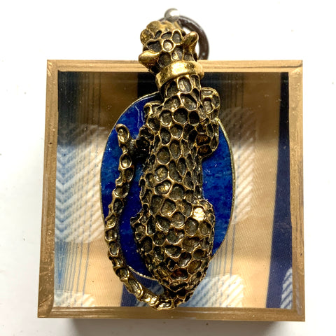 Acrylic Frame with Leopard on Lapis / Slight Imperfections (2