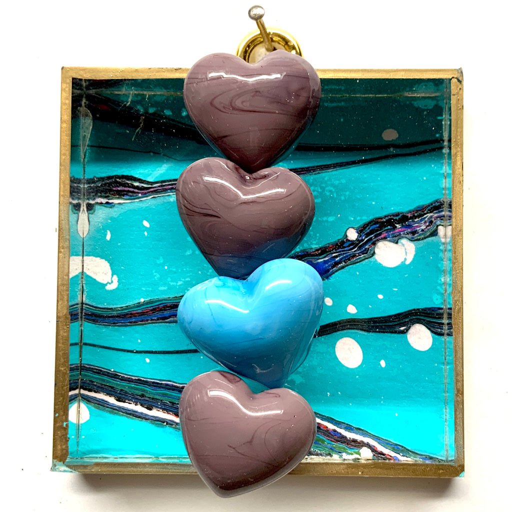 Acrylic Frame with Hearts on Marbled Paper / Slight Imperfections (3