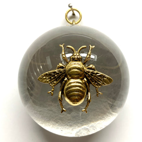 Acrylic Dome Frame with Grande Bee on Marbled Paper / Slight Imperfections (3