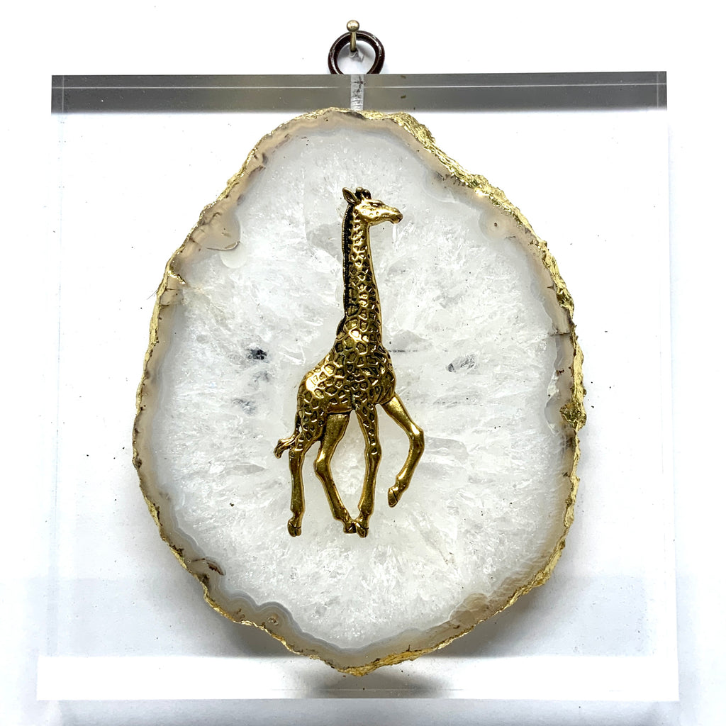 Lucite Acrylic Frame with Giraffe on Agate (6” wide)