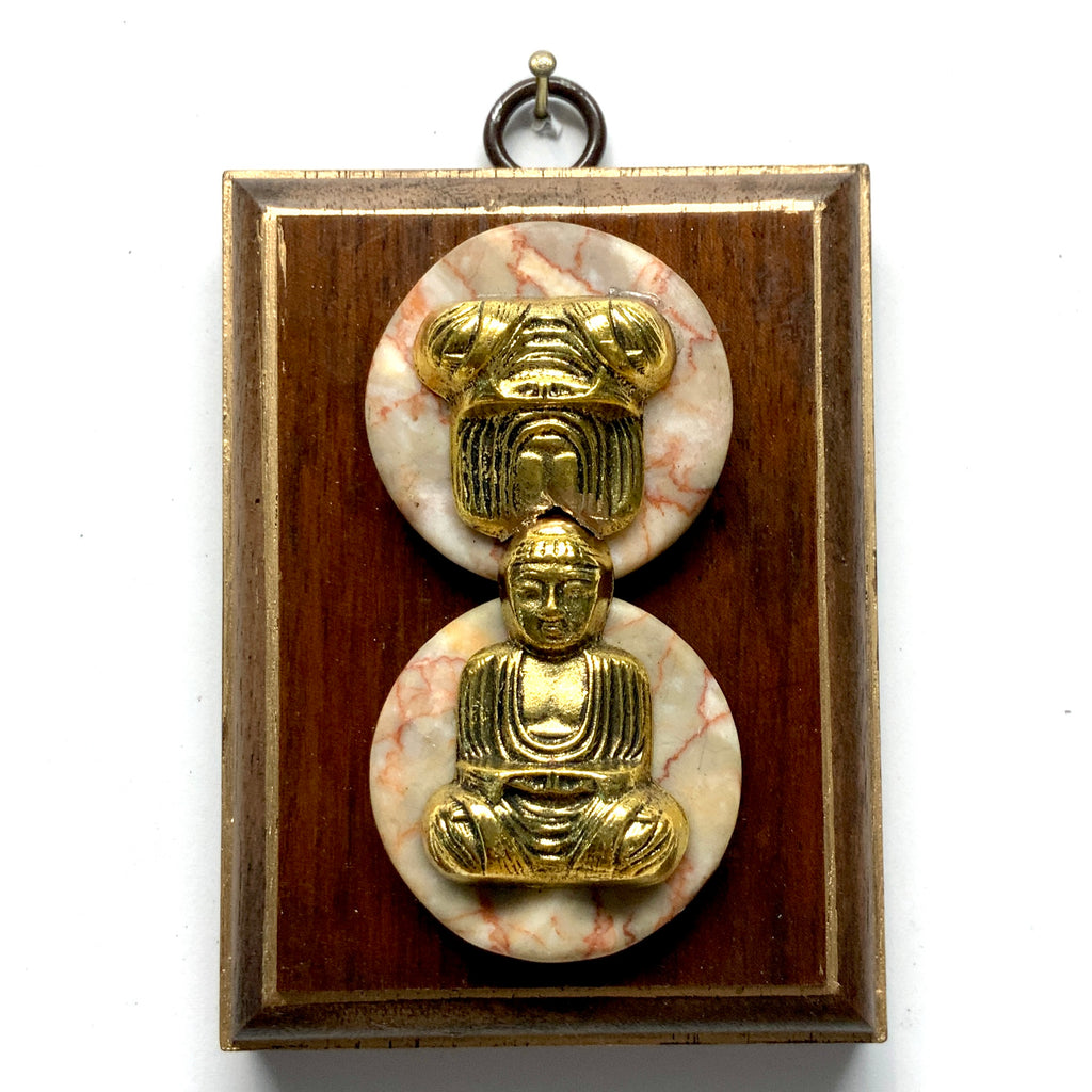 Mahogany Frame with Buddhas on Stones (2.75” wide)