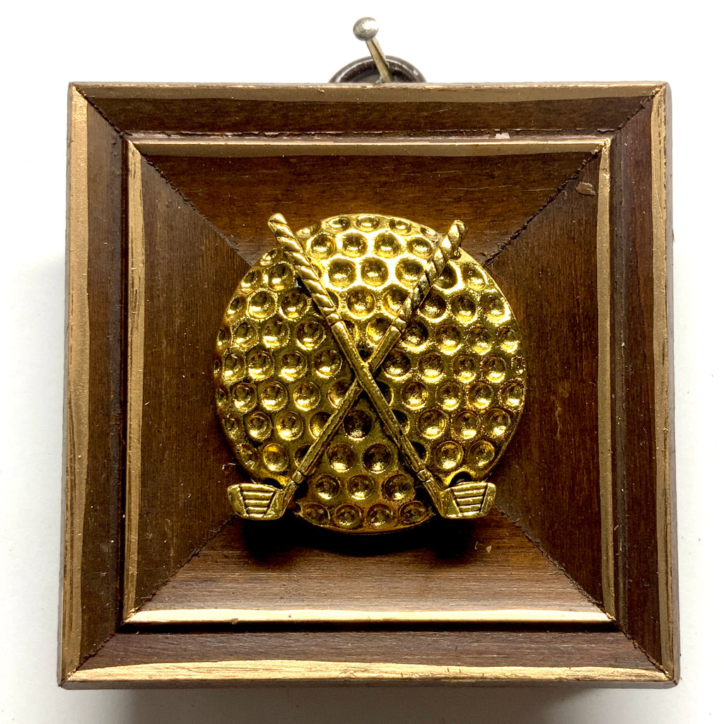 Wooden Frame with Golf Ball and Clubs (3