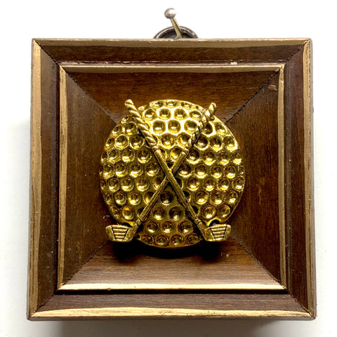 Wooden Frame with Golf Ball and Clubs (3