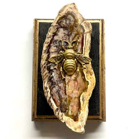 Bourbon Barrel Frame with Grande Bee on Petrified Wood (3.25