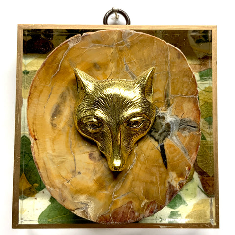 Acrylic Frame with Fox on Petrified Wood / Slight Imperfections (4