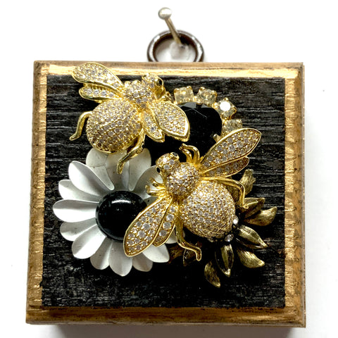 Bourbon Barrel Frame with Sparkle Bees on Brooch (2.5