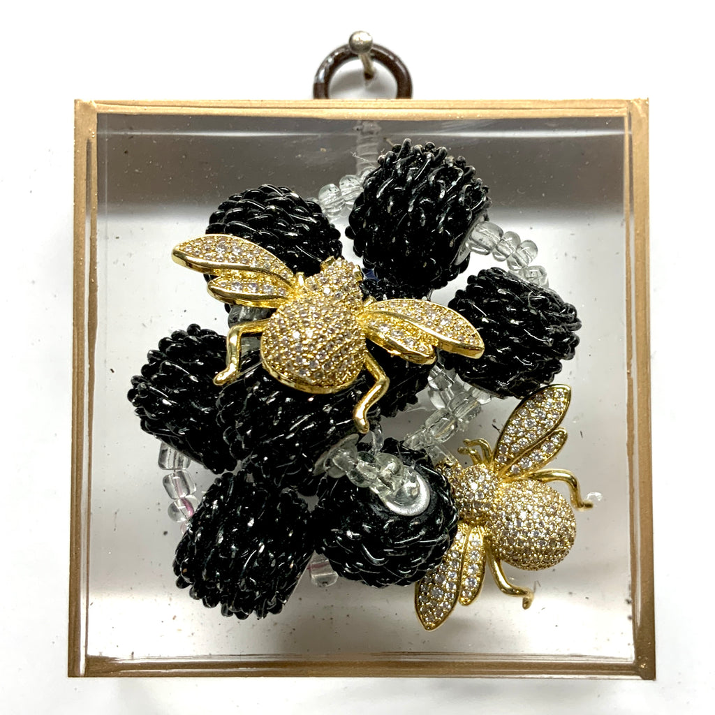 Acrylic Frame with Sparkle Bees on Necklace / Slight Imperfections (3