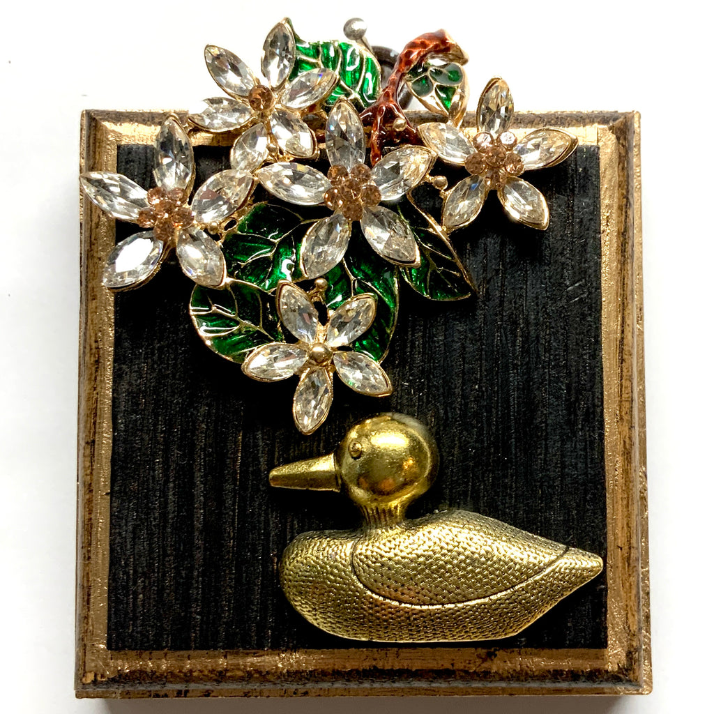 Bourbon Barrel Frame with Duck and Flowers (3.25