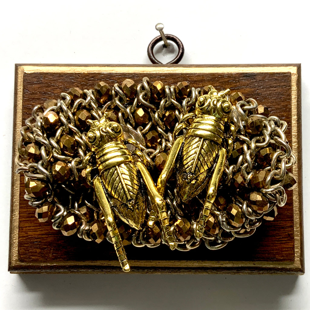 Wooden Frame with Grasshoppers on Necklace (4.5