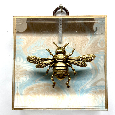 Acrylic Frame with Italian Bee on Marbled Paper / Slight Imperfections (3