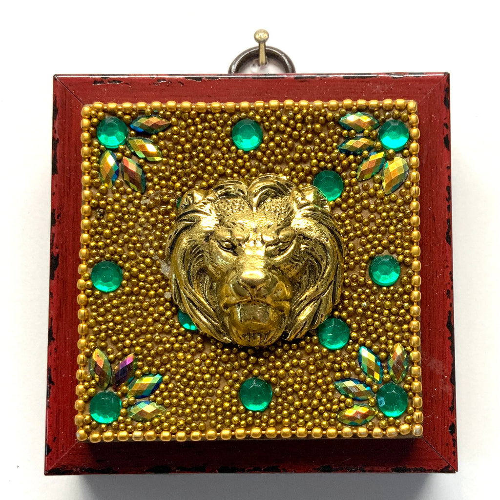 Modern Lacquered Frame with Lion on Beaded Block (3” wide)