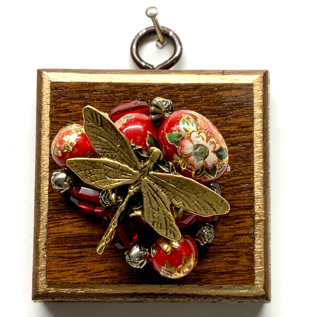 Wooden Frame with Dragonfly on Beads (2.5