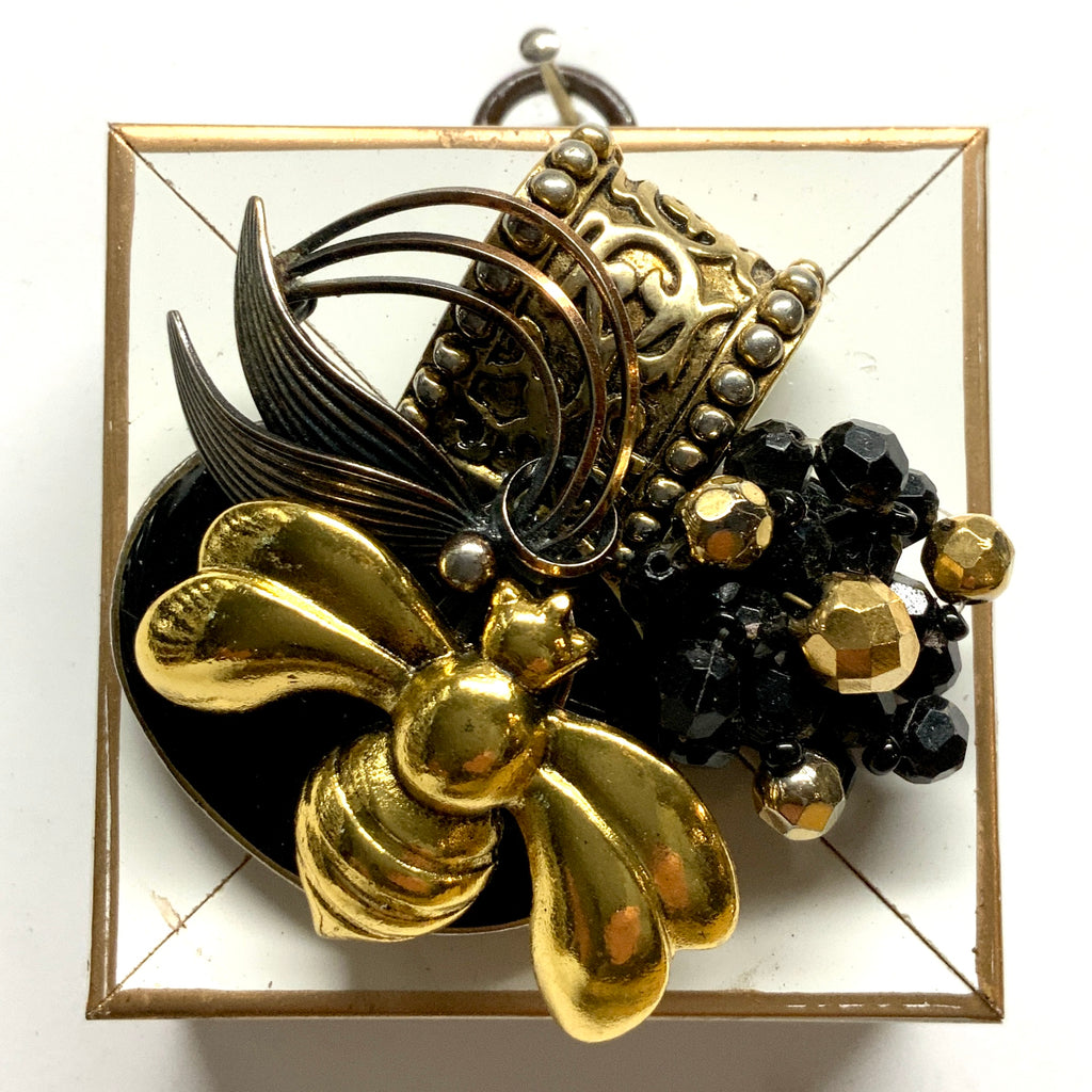 Modern Lacquered Frame with Deco Bee on Brooch (2.75