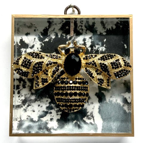 Acrylic Frame with Sparkle Bee on Marbled Paper / Slight Imperfections (4