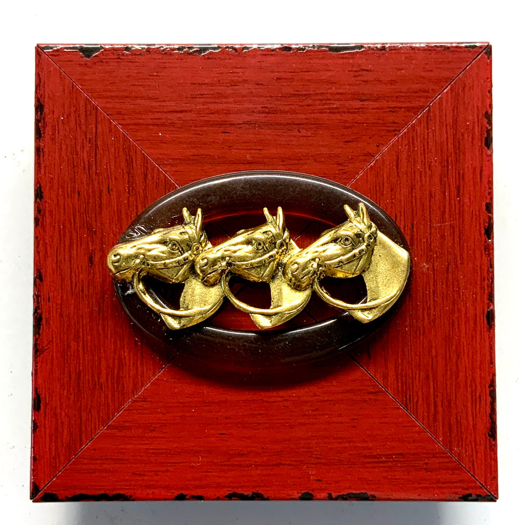 Lacquered Frame with Horses (3” wide)