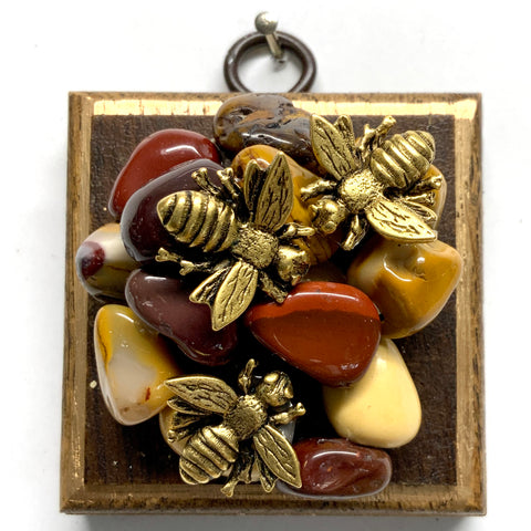 Wooden Frame with Napoleonic Bees on Stones (2.5