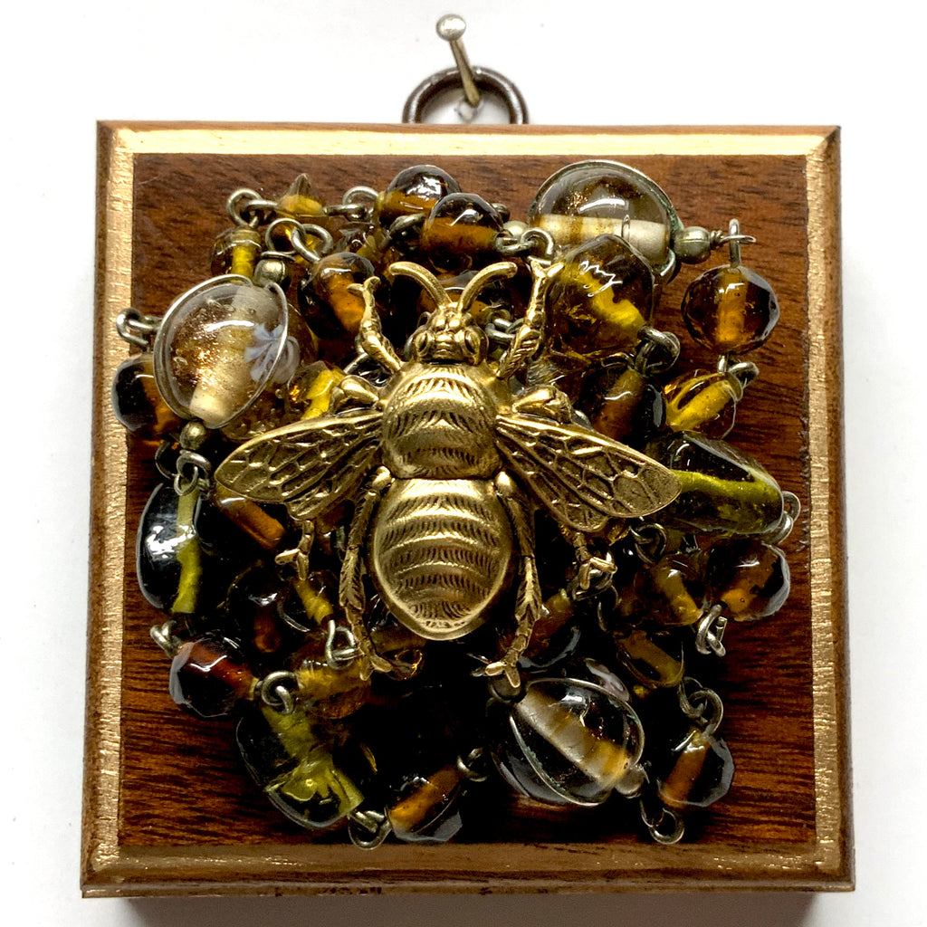 Wooden Frame with Grande Bee on Necklace (3.25