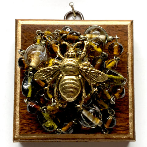 Wooden Frame with Grande Bee on Necklace (3.25