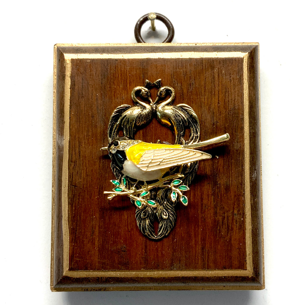 Mahogany Frame with Enameled Bird (2.75” wide)